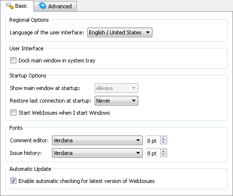 Basic settings